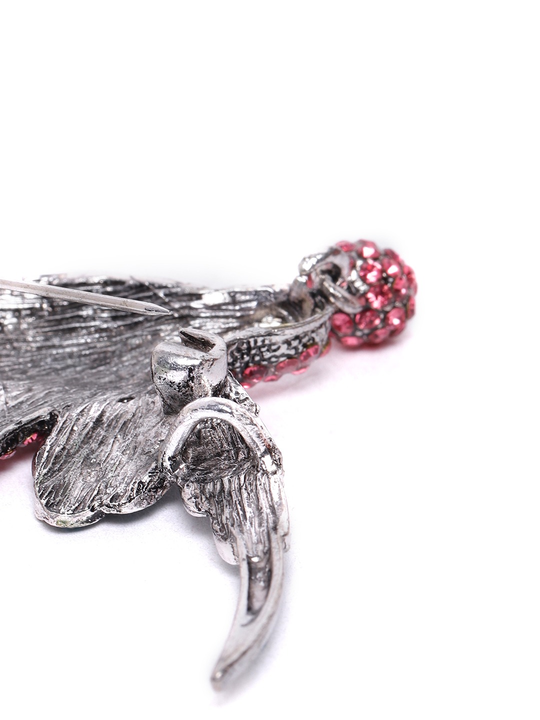 YouBella Women Pink  Blue Stone Studded Bird Shaped Statement Brooch